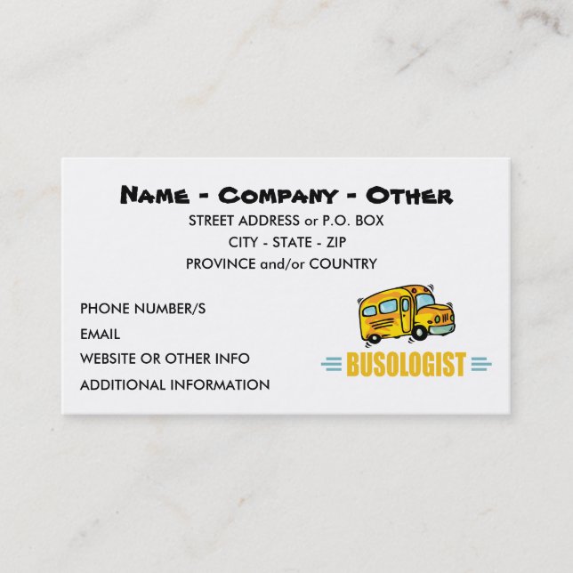 Funny Yellow School Bus Driver Humorous Business Card (Front)