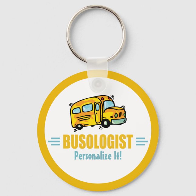 Funny Yellow School Bus Driver Humorous Keychain (Front)