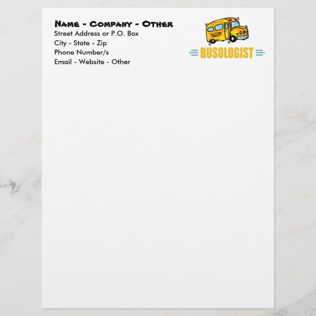 Funny Yellow School Bus Driver Humorous Letterhead (Front)