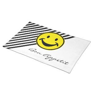 Funny yellow & stripes + your backg. & idea cloth placemat