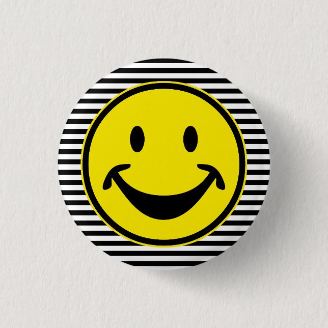 Funny yellow & stripes + your backg. & idea pinback button (Front)