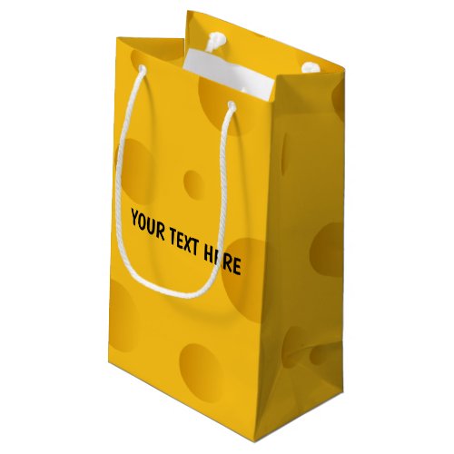 Funny yellow swiss cheese custom print small gift bag