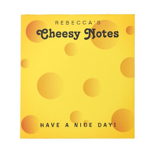 Funny yellow swiss cheese custom writing notepads