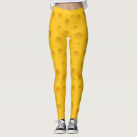 Funny yellow swiss cheese pattern print leggings