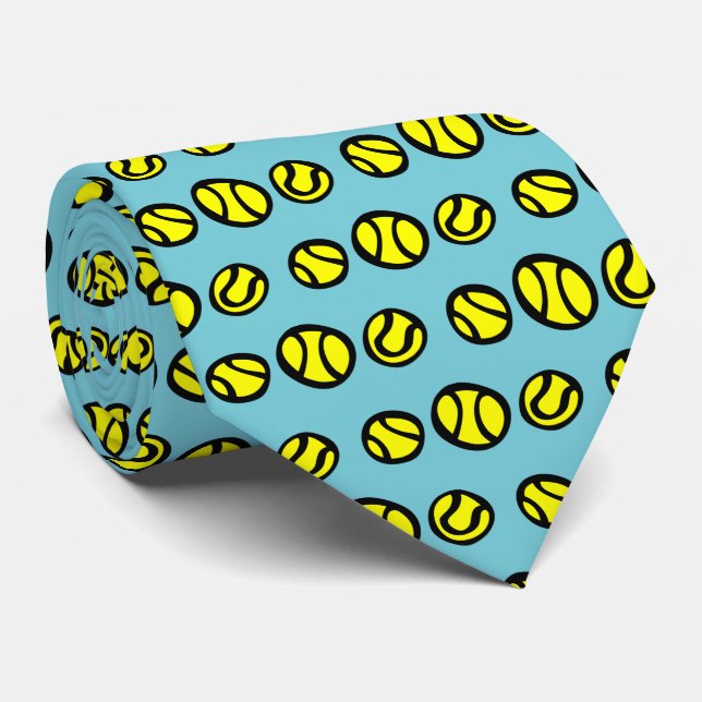 Funny yellow tennis ball pattern neck tie (Rolled)