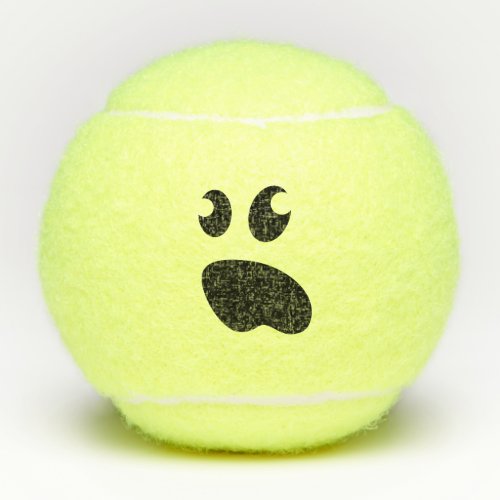 Funny yellow tennis ball with cute ghost face