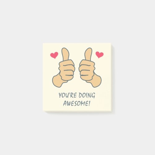 Funny Yellow Thumbs Up Doing Awesome Motivational  Post_it Notes