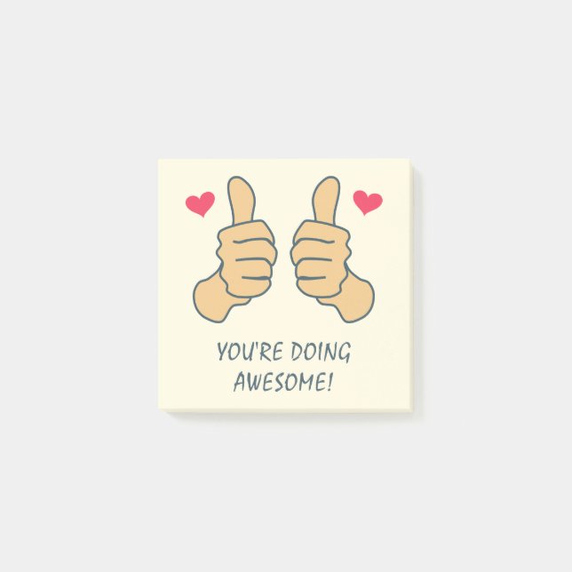 Funny Yellow Thumbs Up Doing Awesome Motivational  Post-it Notes (Front)