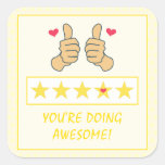 Funny Yellow Thumbs Up Five Star Rating  Square Sticker