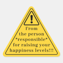 Funny Yellow “Warning” Triangle Gift Sticker