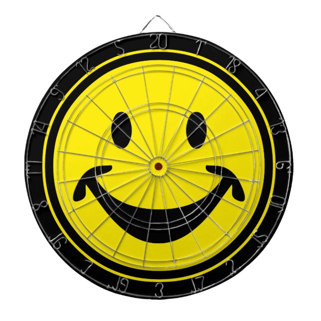 Funny yellow + your backg. & ideas dartboard with darts (Front)