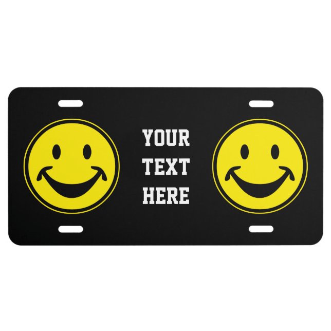 Funny yellow + your backg. & ideas license plate (Front)