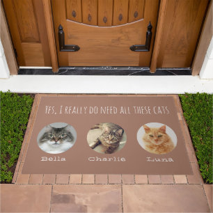 Funny Yes I Really Do Need All These Cats 3 Photos Doormat