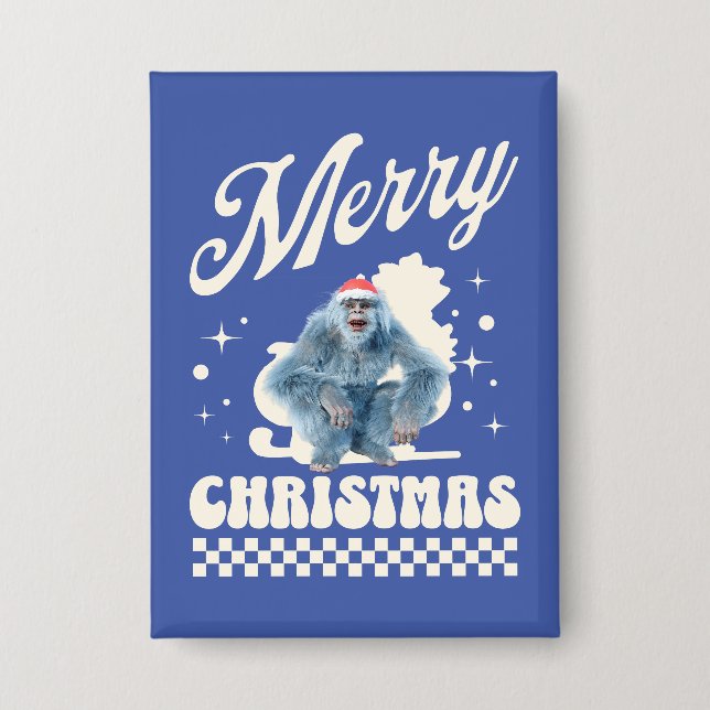 Funny Yeti - Merry Christmas Button (Front)