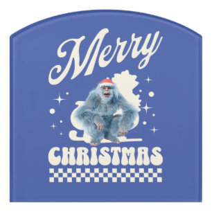 Funny Yeti - Merry Christmas Door Sign