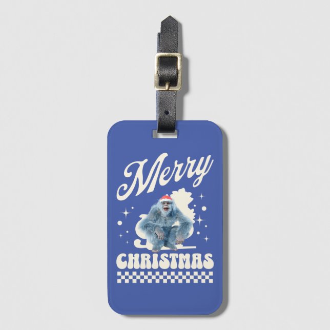 Funny Yeti - Merry Christmas Luggage Tag (Front Vertical)