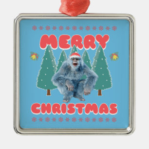 Funny Yeti - Merry Christmas Metal Ornament