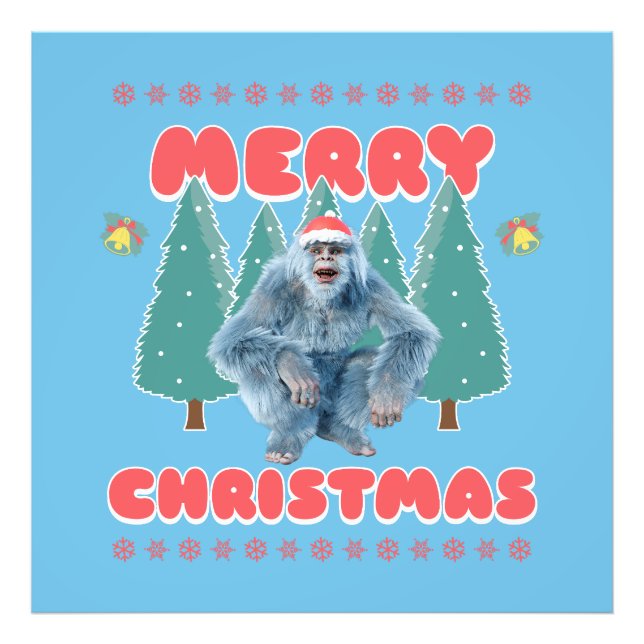 Funny Yeti - Merry Christmas Photo Print (Front)