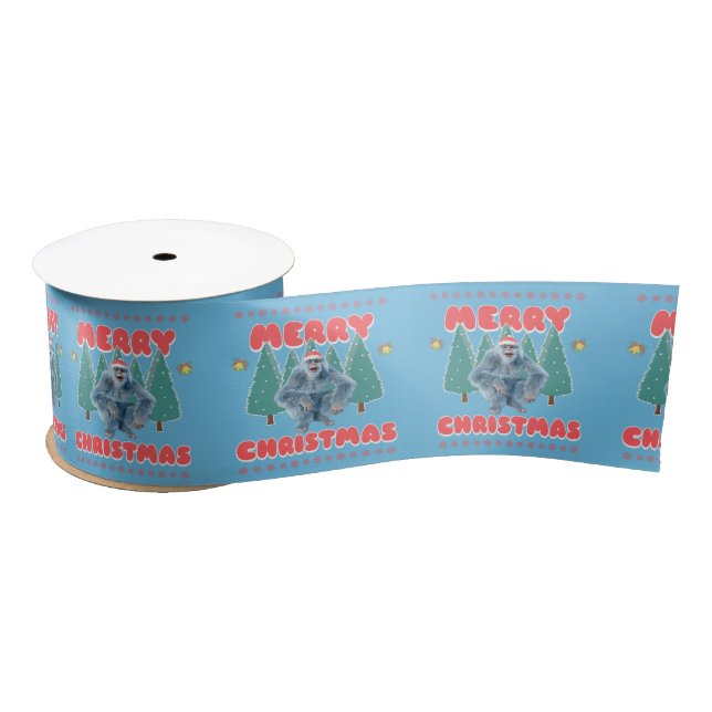 Funny Yeti - Merry Christmas Satin Ribbon (Spool)