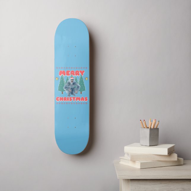 Funny Yeti - Merry Christmas Skateboard (Wall Art)