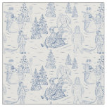 Funny Yeti Monsters Antique Winter Toile Pattern Fabric