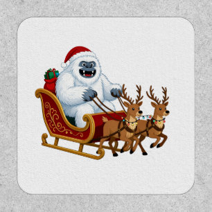 Funny Yeti Riding a Christmas Sleigh Riding Patch
