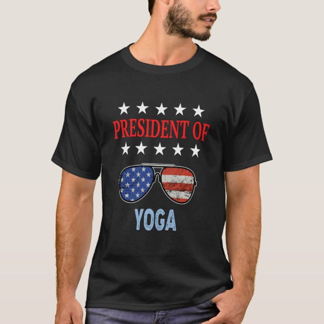 Funny Yoga Accessories  Usa Flag Yoga Saying T-Shirt (Front)