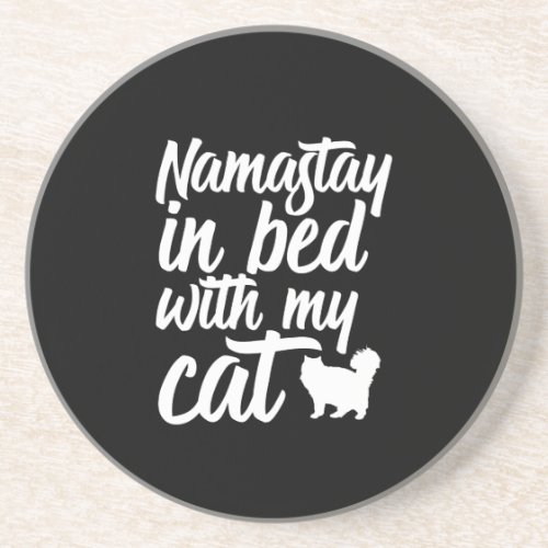 Funny Yoga and Cat Lover Humor Namastay In Bed Coaster