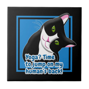 Funny Yoga Cat Ceramic Tile