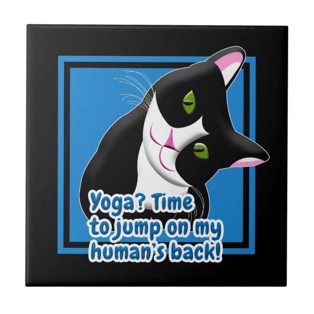Funny Yoga Cat Ceramic Tile (Front)