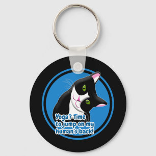 Funny Yoga Cat Keychain