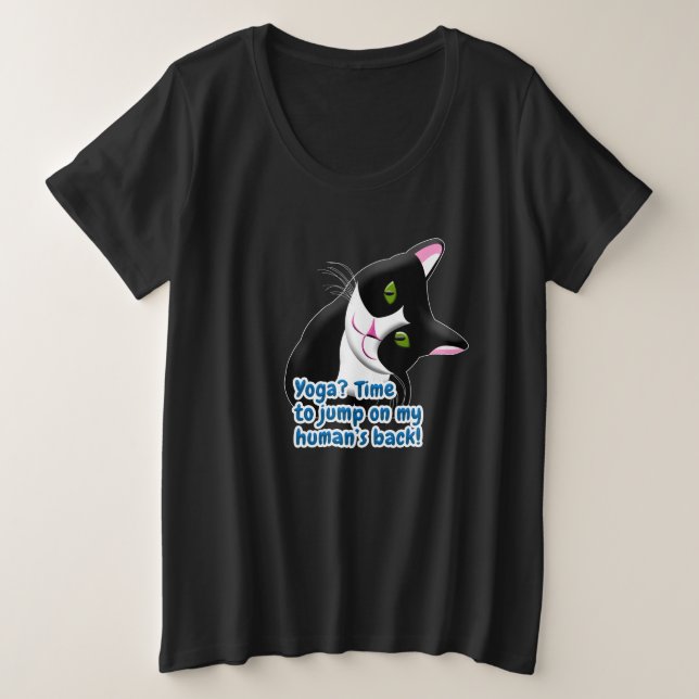 Funny Yoga Cat Plus Size T-Shirt (Design Front)