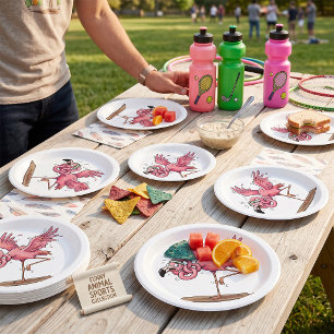 Funny Yoga Flamingo Workout Fail Paper Plates