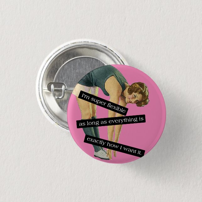 Funny Yoga Flexible Vintage Style Button (Front & Back)