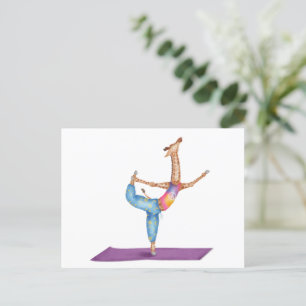 Funny yoga giraffe postcard