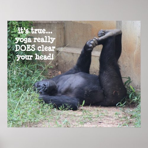 Funny Yoga Gorilla Poster 16x20