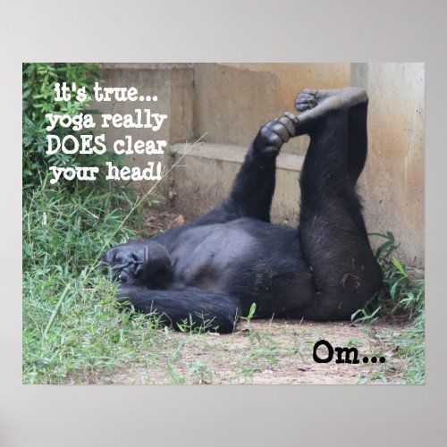 Funny Yoga Gorilla Poster 16x20  Om