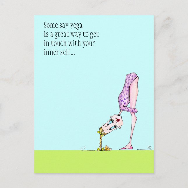 Funny yoga humor pose postcard - must see back! (Front)