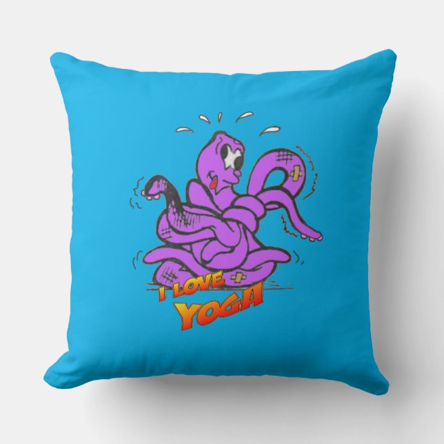 Funny Yoga Octopus Cust. Throw Pillow (Front)