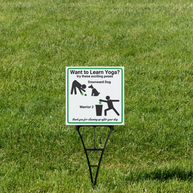 Funny Yoga Pick up Your Dog Poop Sign | Zazzle funny-yoga-pick-up-your-dog-poop-sign-zazzle
