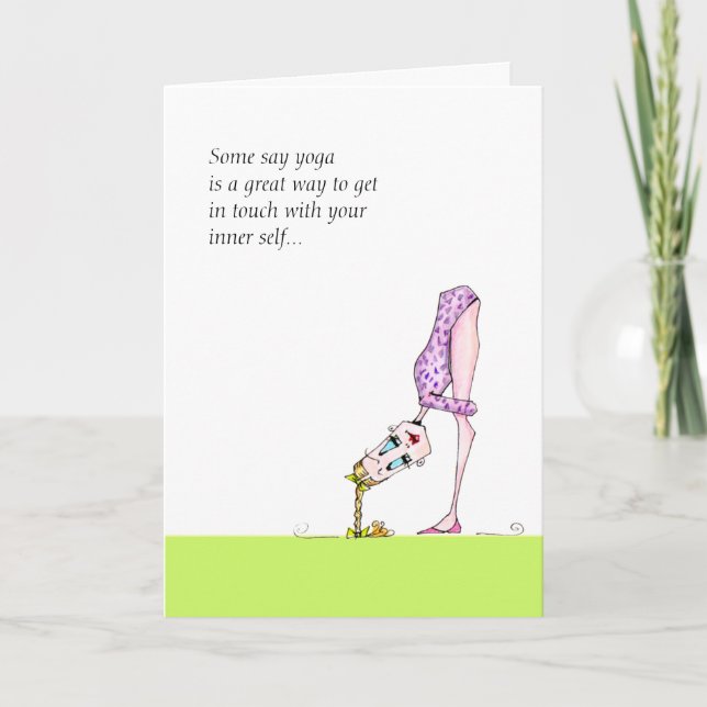 Funny yoga pose humor card (Front)