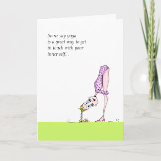 Funny yoga pose humor card