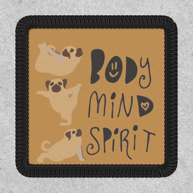 Funny Yoga Pose Pugs Iron On Patch (Front)