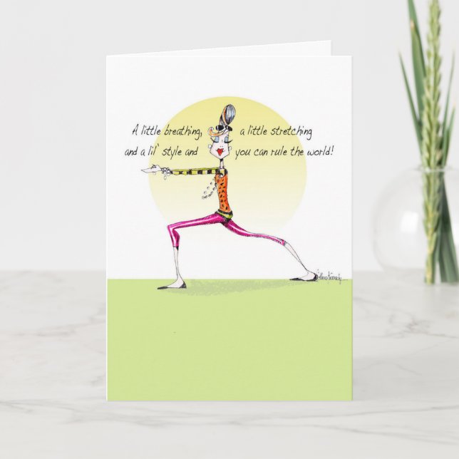 Funny Yoga Pose woman birthday card (Front)