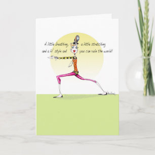 Funny Yoga Pose woman birthday card