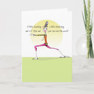 Funny Yoga Pose woman birthday card