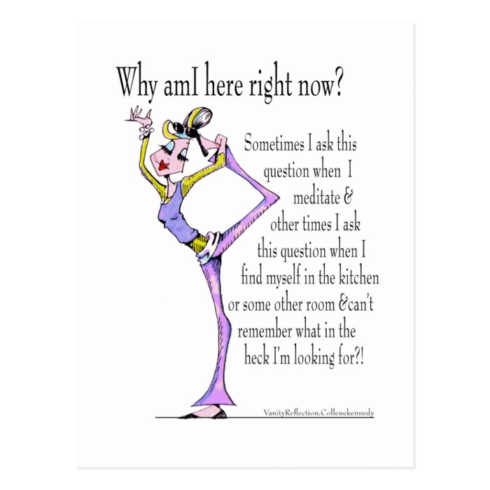 Funny yoga pose, yoga humor postcard