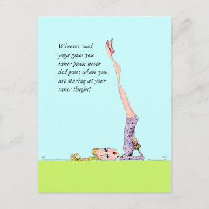Funny yoga postcard with funny yoga humor!