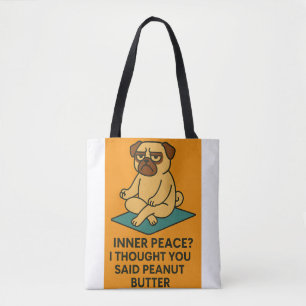 Funny Yoga Pug Tote Bag