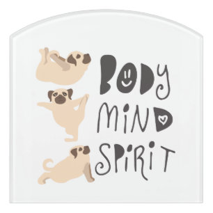 Funny Yoga Pugs Contour Room Sign